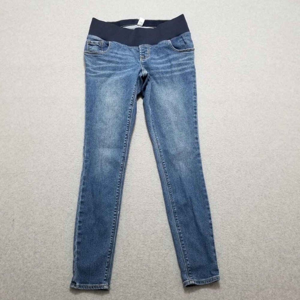 Old Navy‎ Maternity Jeans Womens 4 Blue Denim Super Skinny Front Low Panel